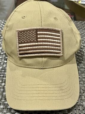 USA US U.S. America American Flag Khaki Tan Patch Baseball Cap Hat (A)